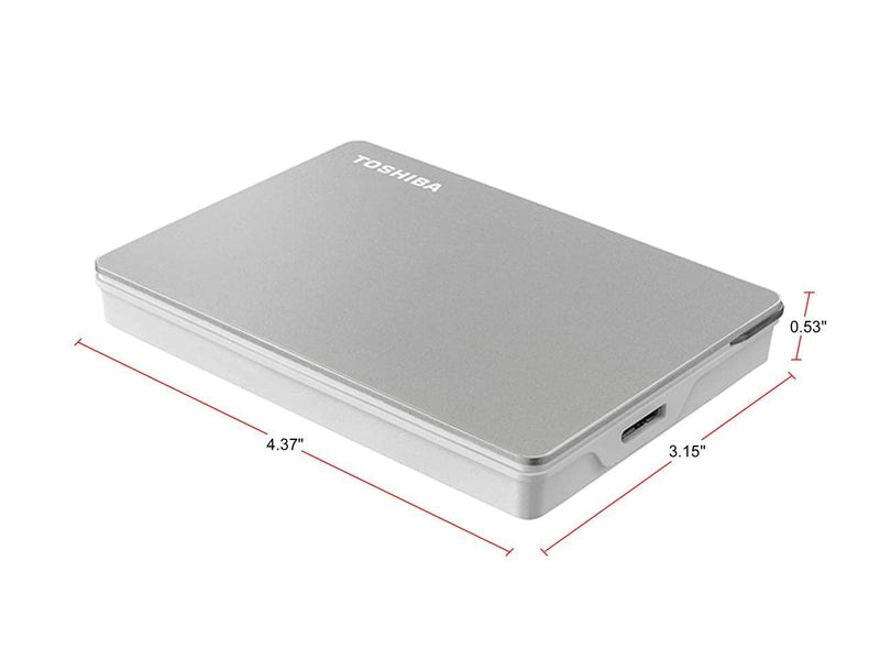 Toshiba Canvio Flex 2TB Portable External Hard Drive USB-C USB 3.0, Silver for PC, Mac, & Tablet - HDTX120XSCAA USB-C & USB 3.0