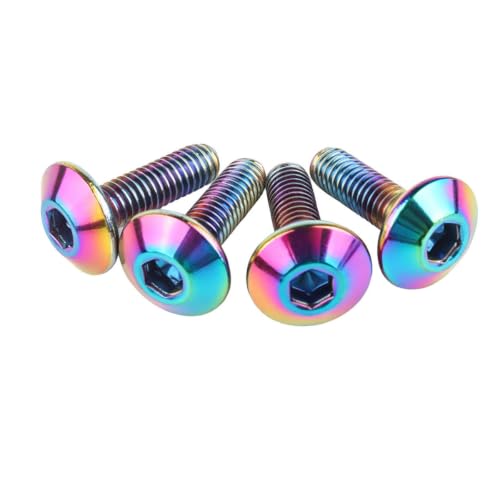 M5 M6x12 16 20mm Titanium Finish Bolt Allen Stainless Steel for Bicycle Motorcycle Modifications Screw 4Pcs (Ranibow, M5X12mm) Ranibow