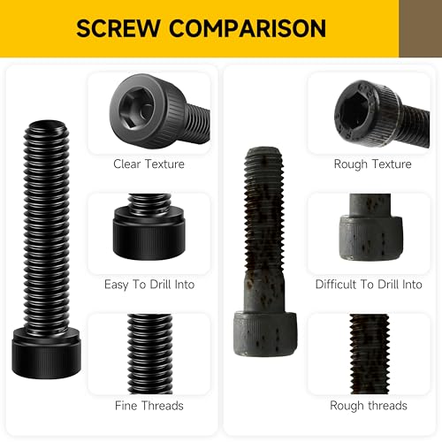 Mywish 900Pcs M3 M4 M5 M6 Metric Screws Assortment & 550Pcs M3 Metric Screws and Nuts Assortment, Grade 12.9 Alloy Steel Hex Socket Head Cap Screws and Nuts, Black Oxided with Hex Spanner