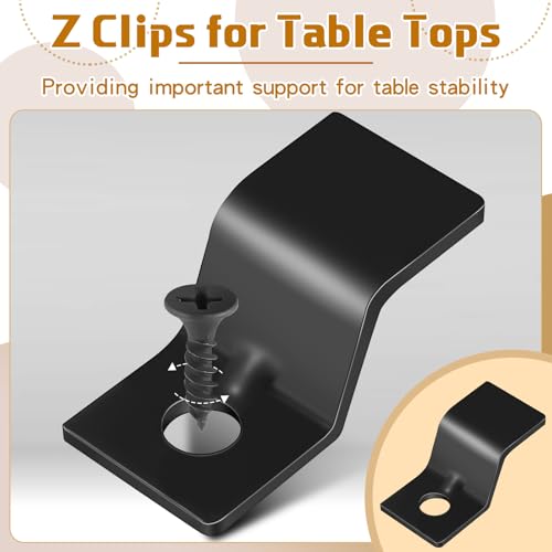 Ferraycle 200 Sets Z Clips Table Top Fasteners with Screws, Black