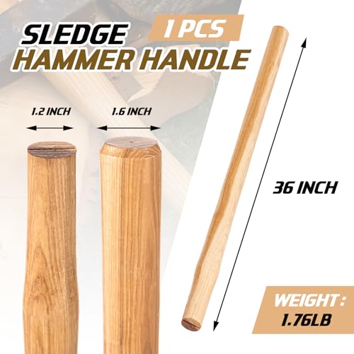 Yalikop 1 Sets 36" Replacement Hickory Sledge Hammer Handles Kit