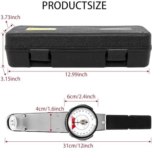 Dial Indicator Torque Wrench, 2-Direction Cursor Spanner Wrench 0-100 N.m, 1/2 Inch Drive Indicating Torque Meter for Auto Assembly Torque Testing