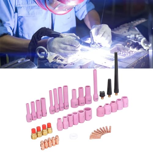 Welding Accessories Set Argon Arc Welding 46PCS Ceramic Nozzle Electrode Clamp Groove Connector Professional Welding Tool Assembly