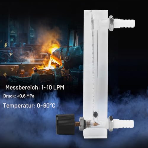 Flow Meter 1-10LPM with Control Valve for Oxygen/Air/Gas Support 0.6MPa Pressure for Unidirectional Gas/Oxygen/Air Flow Measurement for Industry