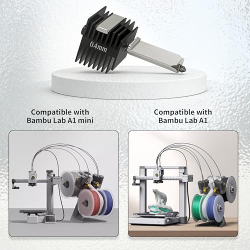 3D Printer 0.4mm Hotend Kit for Bambu Lab A1 and A1 Mini Hardened Steel Nozzle with Silicone Sock and Tools Replacement Extruder Accessories, 2pcs 2*A1