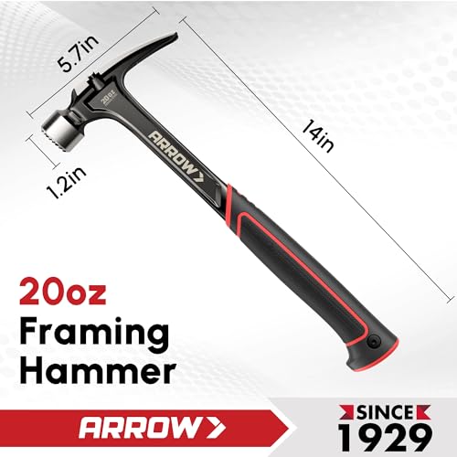 ARROW 20 oz Straight Claw Hammer, Rip Claw Hammer 20oz