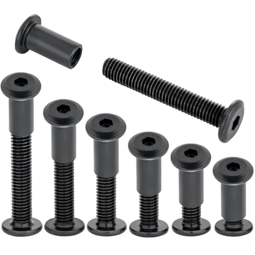 100 Pcs M8x50mm Black Furniture Bolts for Furniture,Mechanical Assembly 100