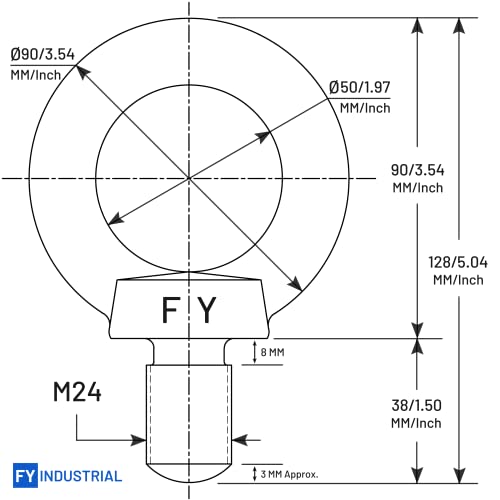 Stainless Steel Machinery Shoulder Lifting Eye Bolt (M24, 1 Item) M24 Silver