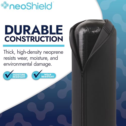 NeoShield Neoprene Tank Jacket for Water Softener & Filter Tanks, Zippered Cover for Condensation Control, UV & Weather Protection, Black by Neo-Pure (10''D x 54''H) 10''D x 54''H