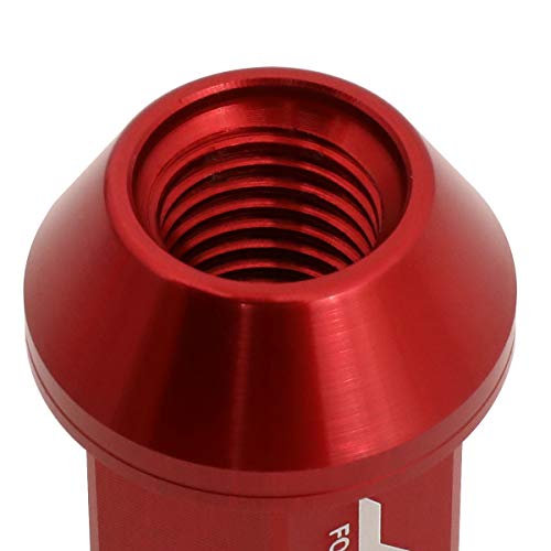 J2 Engineering LN-T7-023-15-RD Red 7075 Aluminum M12X1.5 20Pcs L: 40mm Open End Lug Nut w/Socket Adapter 1.5-Inch