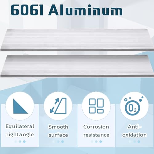 Hicarer 2 Pcs 1/4 (6mm) x 3 (75mm) Aluminum Flat Bar Square Aluminum Sheet Metal 6061 12" Long General Purpose Plate