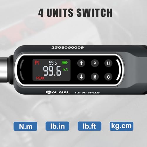 Digital Torque Wrench 3/8 Drive, 1.5-99.6 ft-lb ±2% Accuracy 1.5-99.6Ft.Lb/2-135Nm-3/8"
