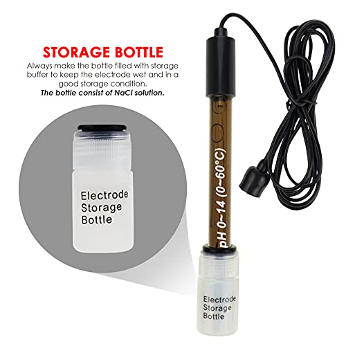 0-14 pH Electrode 200 cm Long pH Probe with BNC Connection Cable Reliable for Continuous Monitoring