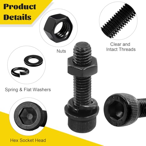 260PCS SAE 1/4-20, 5/16-18, 3/8-16 Hex Bolts Assortment Kit & 480PCS M4 Hex Socket Head Bolts Assortment Kit