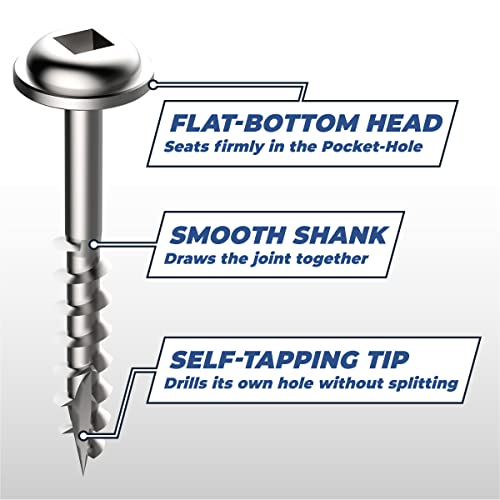 Kreg Zinc Pocket-Hole Screws, Pocket Hole Screws, 250 Count, 1-1/2 Inch