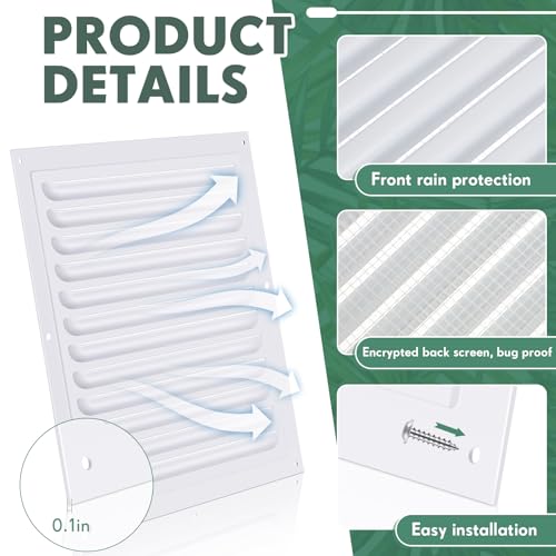 8 Pcs 10 x 10 Inch Aluminum Attic Vents Metal Gable Shed Vent with Screen