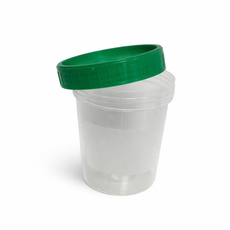 10 Urine Cups with Screw Lid, Sample Cup, Sample Container, Leak-Proof, Capacity 125 ml, Storage Cup, Graduated 20 ml to 100 ml, Polypropylene (PP), Sample Collection Container 10