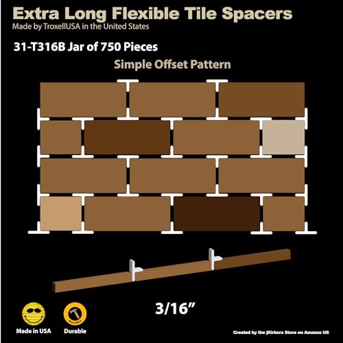 Daddy Long Leg Tee 3/16" Tile Spacers - 750 Pieces - Reusable Jar