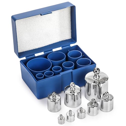 Bekith 8PCS 1000g Calibration Weights, Gram Precision Steel Scale Calibration Weight Kit Set 10g 20g 50g 100g 200g 500g, Calibration Weight with Tweezers for Digital Scale Balance, Lab Scale