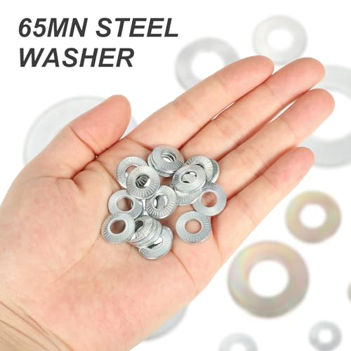 PATIKIL M16x32x2mm Flat Washers 20Pcs 65Mn Steel Belleville Spring Disc Washer Conical Knurled Metric Gasket for Automotive Industrial Construction (White Zinc Plating) White Zinc Plating 20