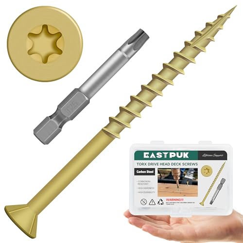 (20Sets) 1/4" x 3" Hex Head Lag Bolts & Wood Screws #10x3, 127 PCS 2lb, Deck Screws 3 Inch, Heavy Duty Lag Screws with Washers, Torx/Star Drive Head Deck Screw, T25 Star Bit Included