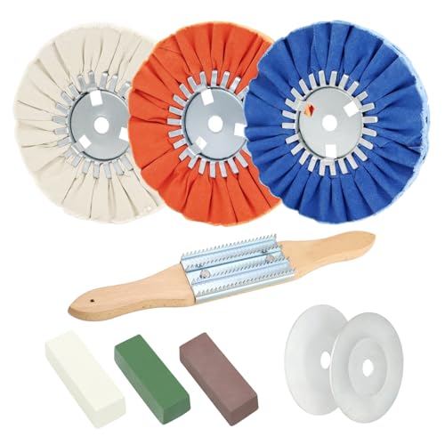 9 Pcs Airway Buffing Wheel Kit with Buffing Polishing Cutting Compounds