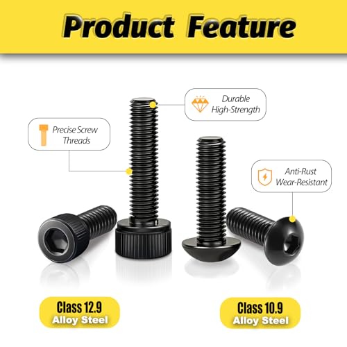 KADRICK 960PCS M5 Screws Assortment,Hex Socket Button & Cap Head M5 Bolts M5 960Pcs 8-40mm