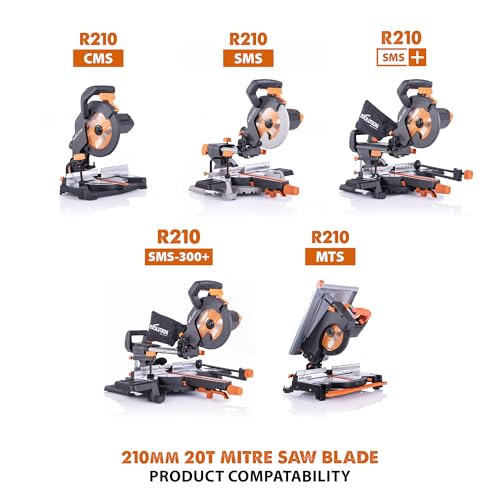 Evolution Power Tools R210TCT-24T (Rage) Multi-Material TCT Blade Cuts Wood, Metal and Plastic, 210 mm