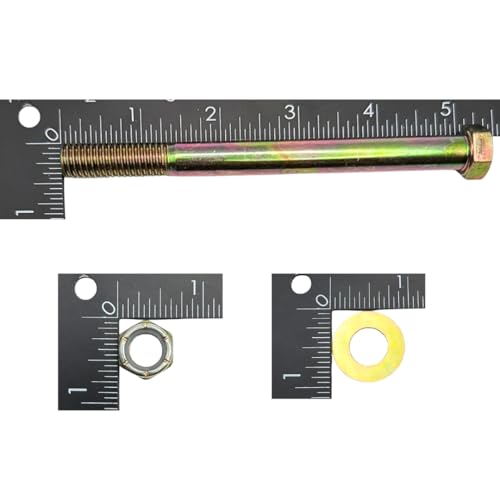 7/16"-14 x 5 Grade 8 Bolts (10-Pack) – Heavy-Duty Hex Bolts Includes Flat Washers & Nylon Lock Nuts – High-Strength SAE J429 Anti-Vibration 5.0" Coarse Thread Bolts 10 Bolts, Washers, Nuts