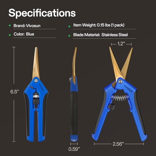 VIVOSUN 6.5 Inch Garden Scissors, Blue Pruning Shears for Plants, 12-Pack Blue Curved Blade