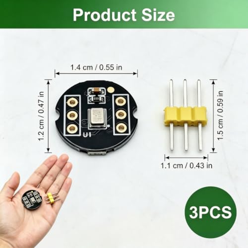 INMP441 Omnidirectional Microphone Module 24 Bit I2S MEMS Interface Pack of 3 | Digital output for precise audio recording, voice projects, voice assistants, compatible with ESP32 Arduino