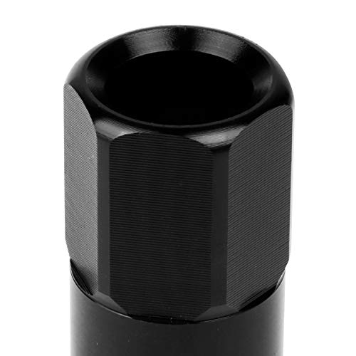 J2 Engineering 20 Pcs 7075 Aluminum Tall Open End M12 x 1.25 Lug Nuts Set w/Socket Adapter, Black, Fit Conical Seat, LN-T7-003-125-BK