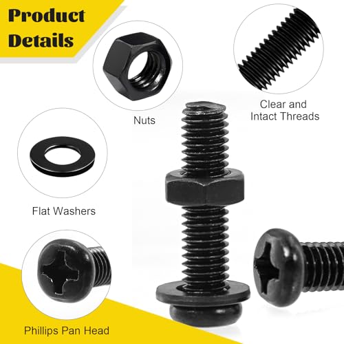225PCS Metric M4 M5 M6 Machine Screws Assortment Kit & 2200PCS M2 M3 M4 M5 Hex Socket Button Head Bolts Assortment Kit, Black Zinc Plated