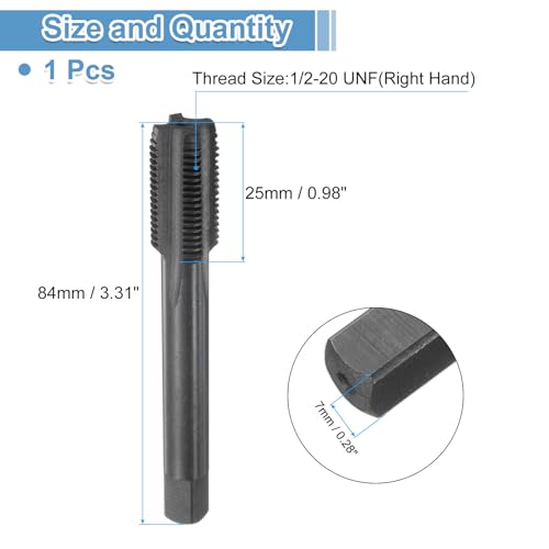 QUARKZMAN Straight Groove Screw Taps 1/2-20 UNF 2B Thread HSS6542 Black Nitride Coated Machine Thread Cutting Tools | Nitride-coated, machine thread cutting taps, thread cutting tools