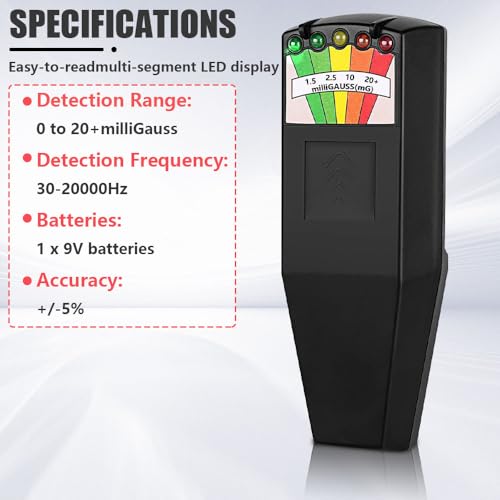 K2 EMF Meter, Handheld EMF Meter, EMF, 5 LED Ghost Hunting Detector, 50Hz - 20,000Hz Radiation Meter, K2 Meter for Home Office