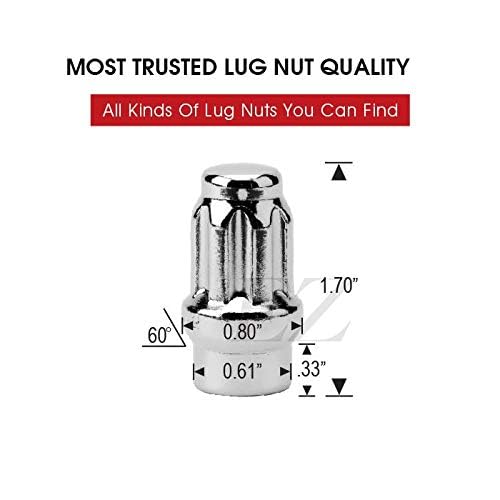 ET Spline Drive Tuner 7/16" Thread Chrome Lug Nut 24 Pc Set with Key Pack of 24