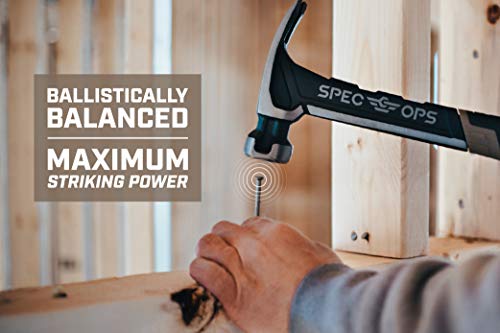 Spec Ops Tools Framing Hammer for Carpentry & Demolition, Magnetic Nail Holder, Rip Claw, Milled Face 22 Oz