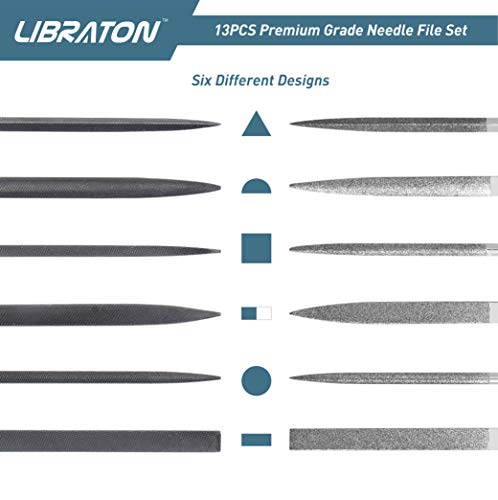 LIBRATON Metal File Set, 13PCS Needle Diamond Files & 31PCS Metal Files,for Woodworking, Metalworking