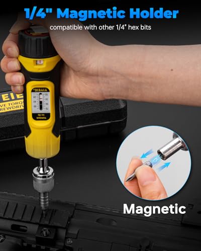 YIYEIE 1/4" Ratchet Torque Screwdriver, 10-70 in-lbs, with S2 Hex Bits