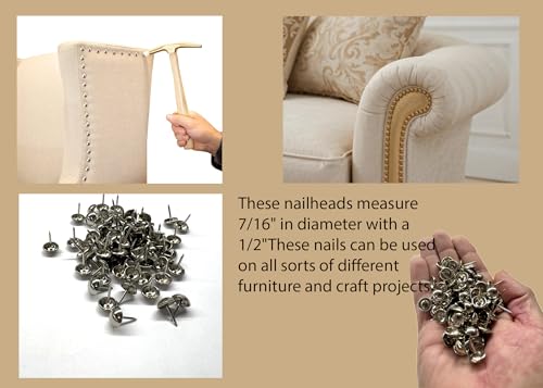 D.A.D.S. NK912 Upholstery Tacks, Decorative Nail Heads, Upholstery Tacks for Furniture, DIY Decorative Tacks, Upholstery Pins, (Nickel Plated High Dome) Nickel Plated High Dome