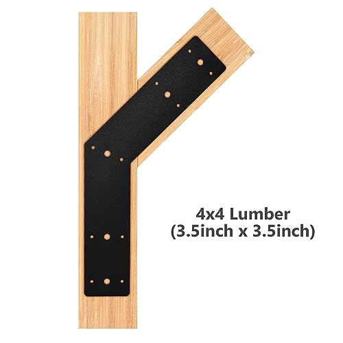 Sihnman 135 Degree Angle Bracket (2 pc) Powder Coated 3mm Structure Steel Plate for Pergola, Truss, and Frame as Joining Plate, Mending Plate, Gable Plate, and Corner Bracket.,black (135angleplate)