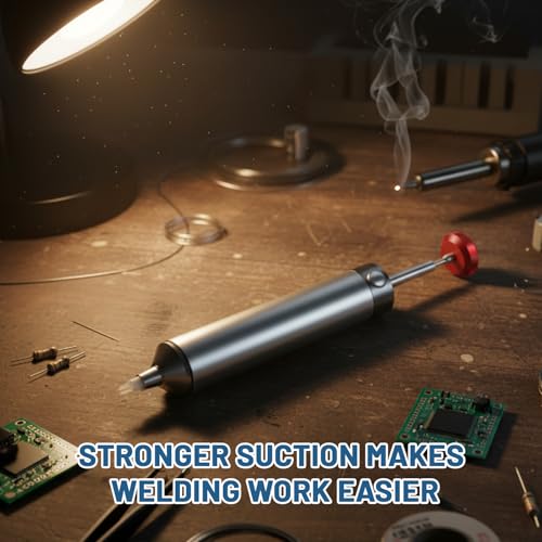 Desoldering Pump, Soldering Pump, Desoldering Pump, Super Suction Soldering Suction, Desoldering Iron, Desoldering Tool, Soldering Vacuum Soldering Remover Tool, with 2 Silicone Nozzles Desoldering