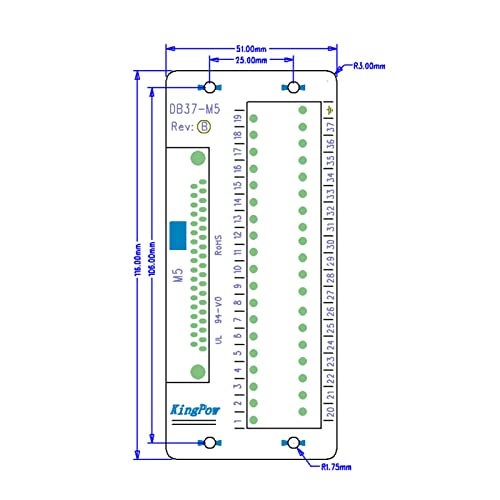 DB37 DIN Rail Mount Interface Module Male Female Connector Breakout Board Terminal Blocks Module Compact Structure PCB Carrier Long (Female Head) Female Head