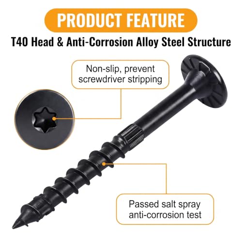 Outdoor Accents Structural Wood Screw Black,Heavy-Duty Outdoor Timber Screw