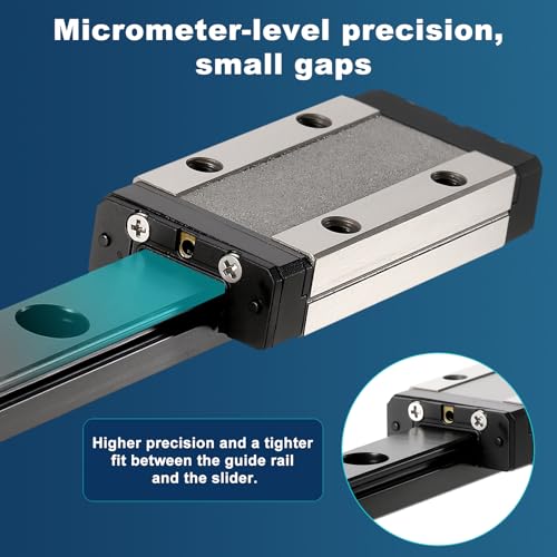 sourcing map 2 Pcs MGN9 450mm Linear Sliding Rail Guide with MGN9H Sliding Carriage Block and Mini Guide, Linear Motion Guideway for Mini Engraving CNC Machine 3D Printer