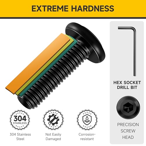 Mywish M8 x 20mm 50Pcs Flat Head Hex Socket Cap Screws Bolts & M8 Bolts x 12/16/20/25/30mm 25Pcs Flat Head Hex Socket Cap Screws Bolts Assortment Kit, 304 Stainless Steel Furniture Bolts, Black Oxide
