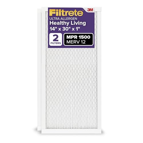 Filtrete 14x30x1 Air Filter, MERV 12, MPR 1500, 2 HVAC Filters