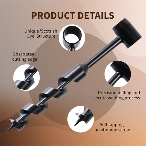 4 Pcs Hand Auger Wood Drill, Bushcraft Gear Heavy Duty Steel Hand Guger