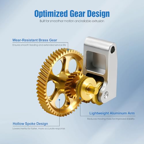 Extruder Gear for Bambu Lab X1 / X1C / X1E / P1P / P1S, Precision Brass Gear with Lightweight Aluminum Arm, Wear-Resistant Upgrade for Stable & Consistent Extrusion – 3D Printer Accessories X1/X1C/X1E/P1P/P1S
