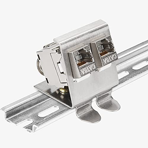 kwmobile Keystone Module and DIN Rail Adapter Set - Fits Standard DIN Rail - 4 x CAT 6A Modules 2 x Holders - RJ45 Socket Shielded - Tool-Free